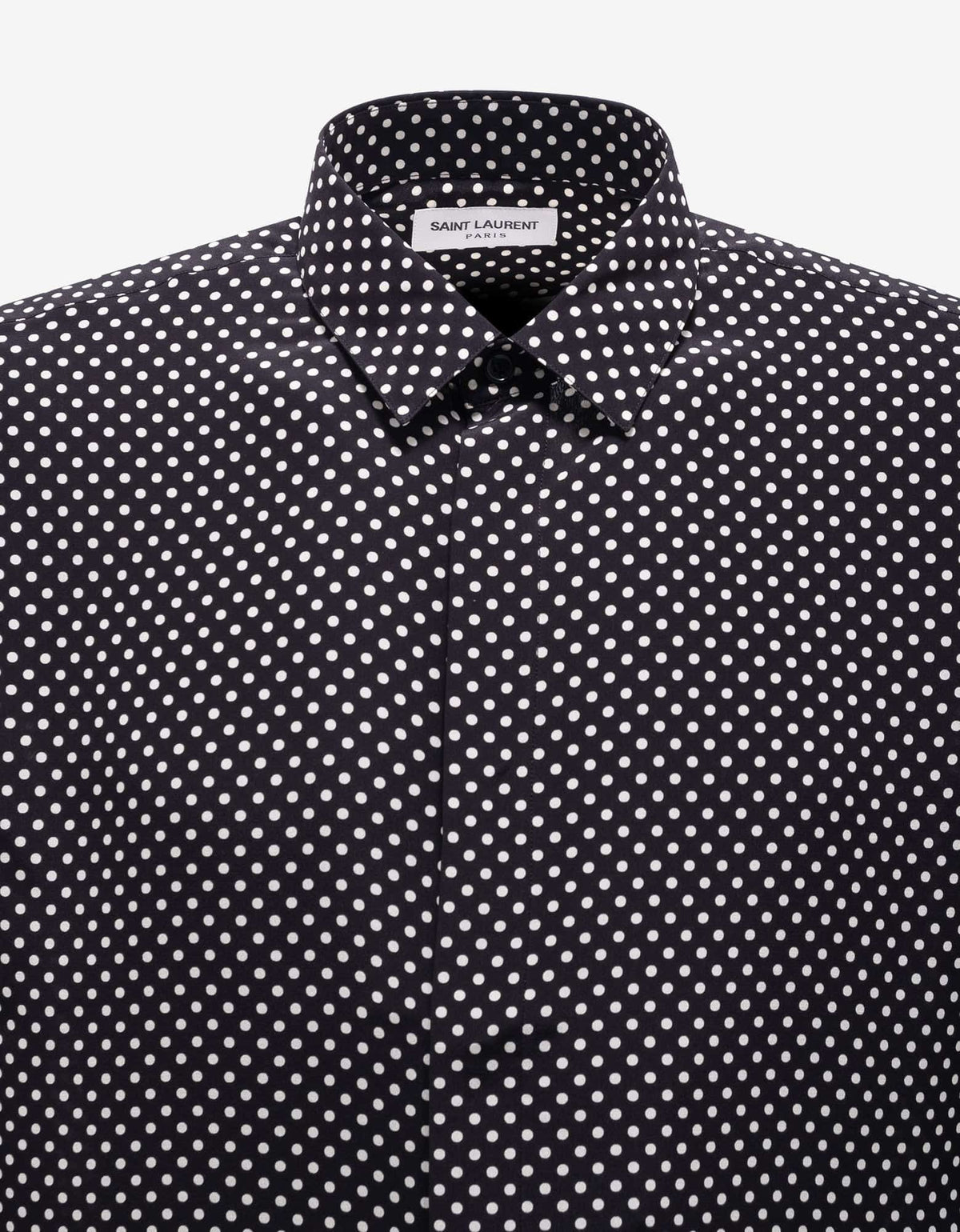 Saint Laurent Black Polka Dot Silk Shirt