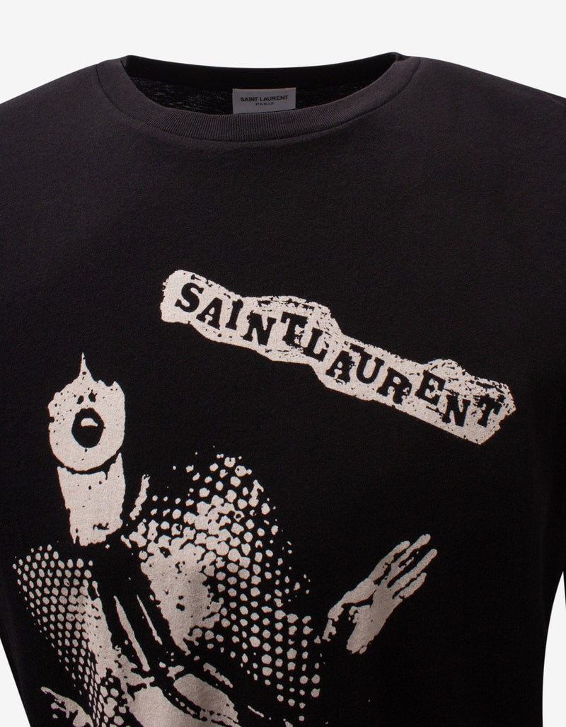 Saint Laurent Black Rock Band Print T-Shirt