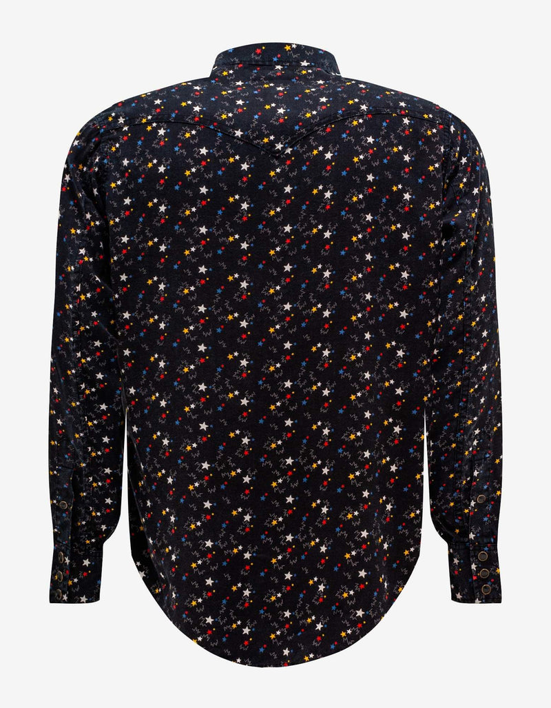 Saint Laurent Black Stars Print Western Shirt