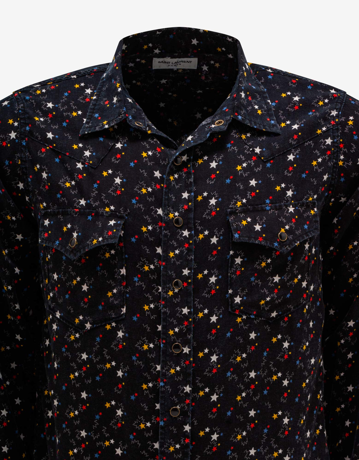 Saint Laurent Black Stars Print Western Shirt