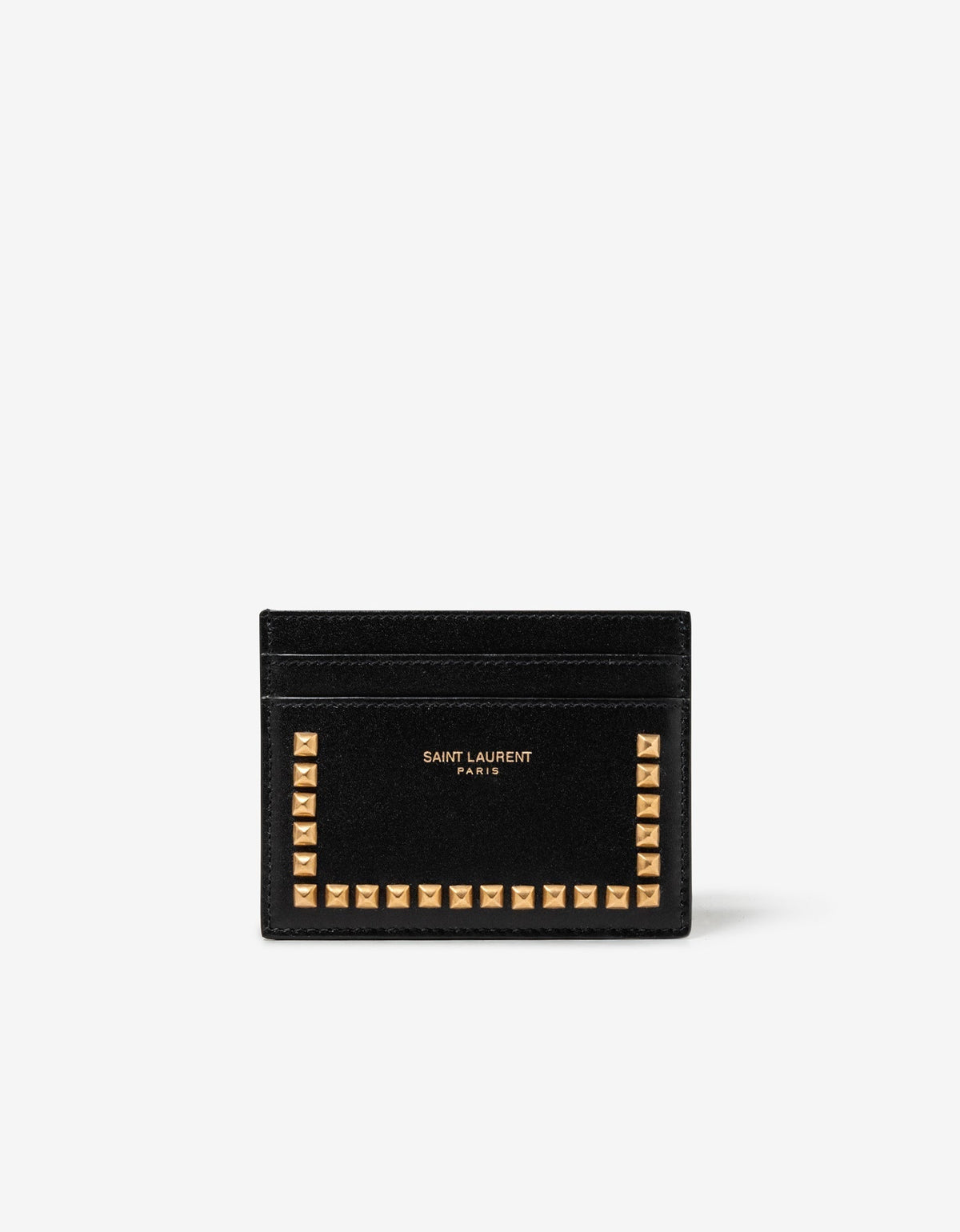 Saint Laurent Black Studded Leather Card Holder