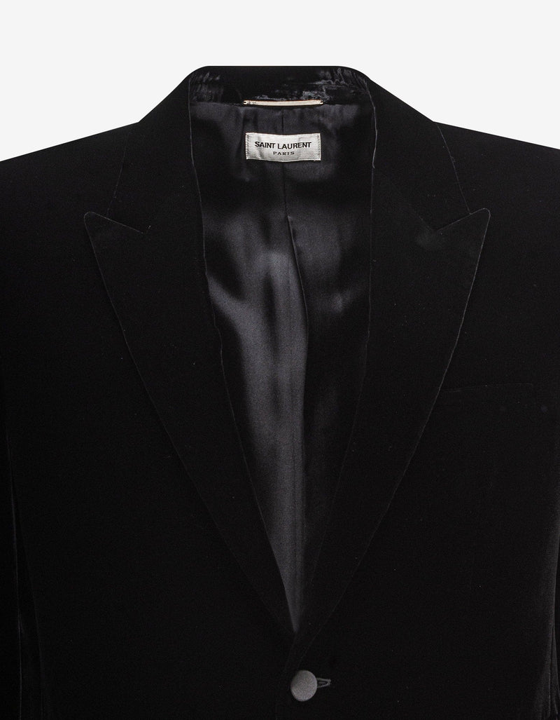 Saint Laurent Black Velvet Blazer Jacket 50 Black