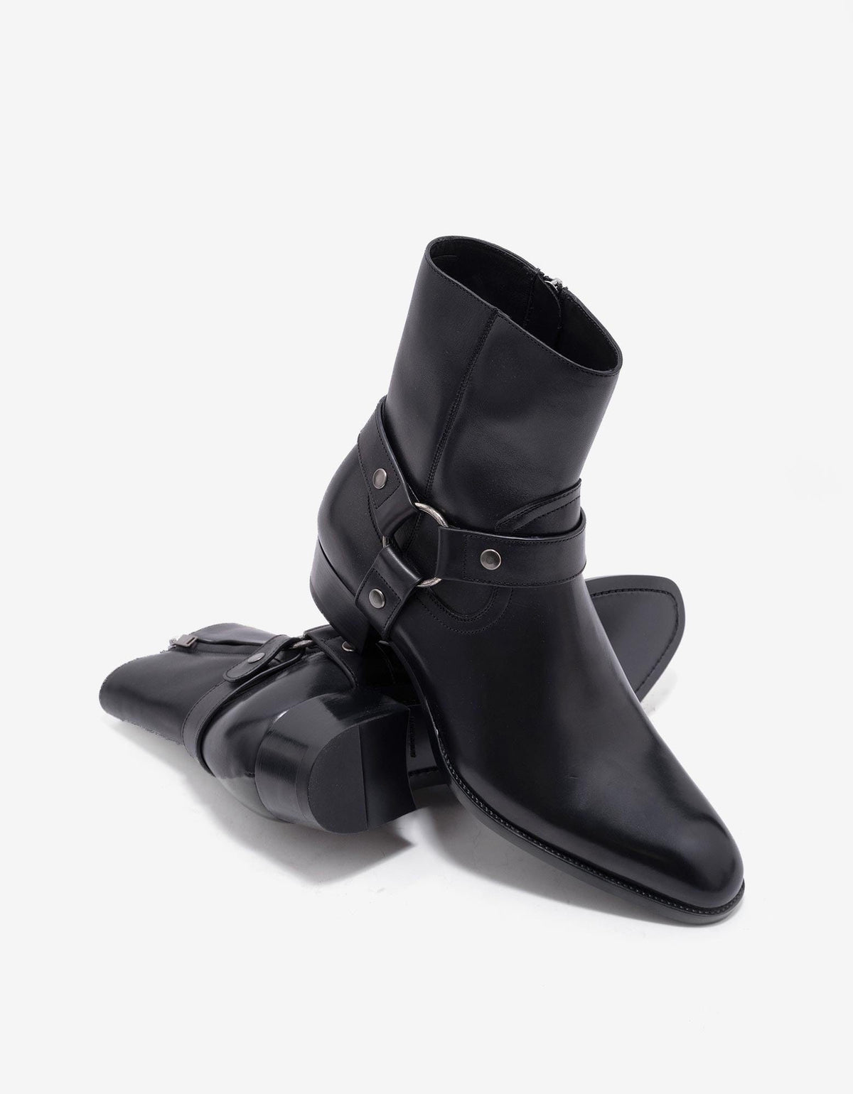 Saint Laurent Black Wyatt 40 Harness Boots