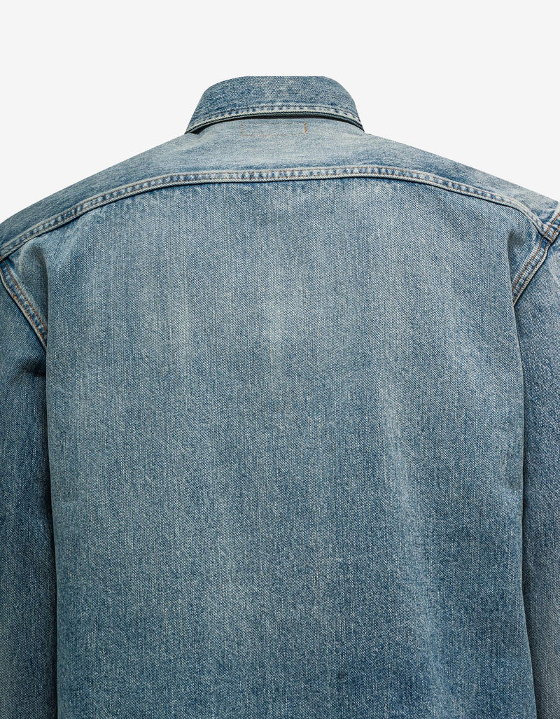 Saint Laurent Blue Cassandre Logo Denim Shirt