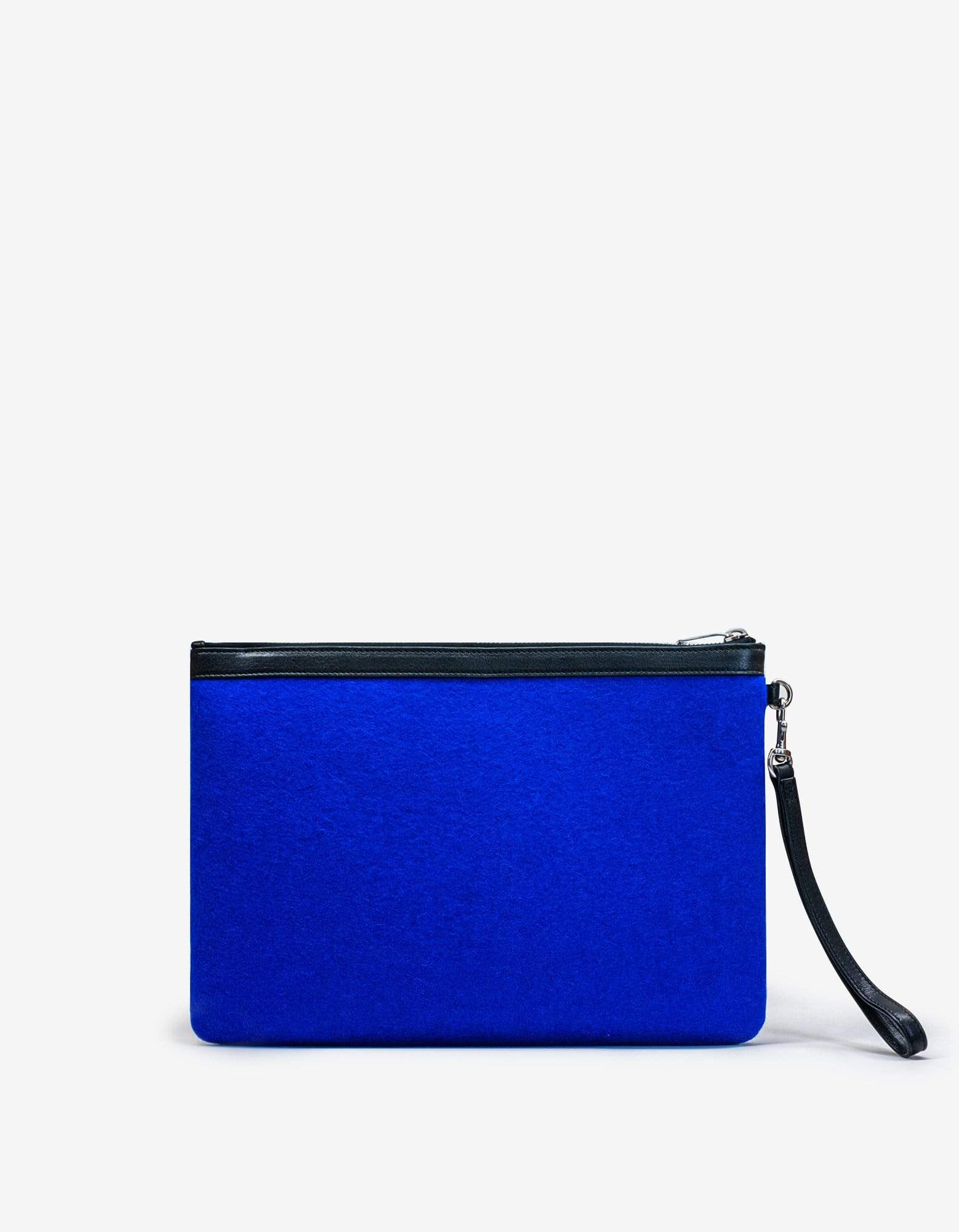 Saint Laurent Blue Wool Felt Rive Gauche Zip Pouch – Zoo