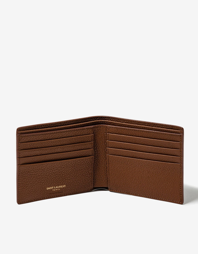 Saint Laurent Brown Grain Leather East/West Billfold Wallet