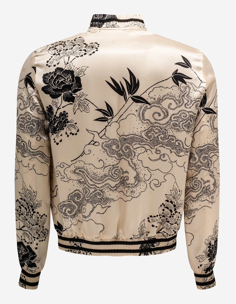 Saint Laurent Cloud Motif Silk Satin Teddy Jacket