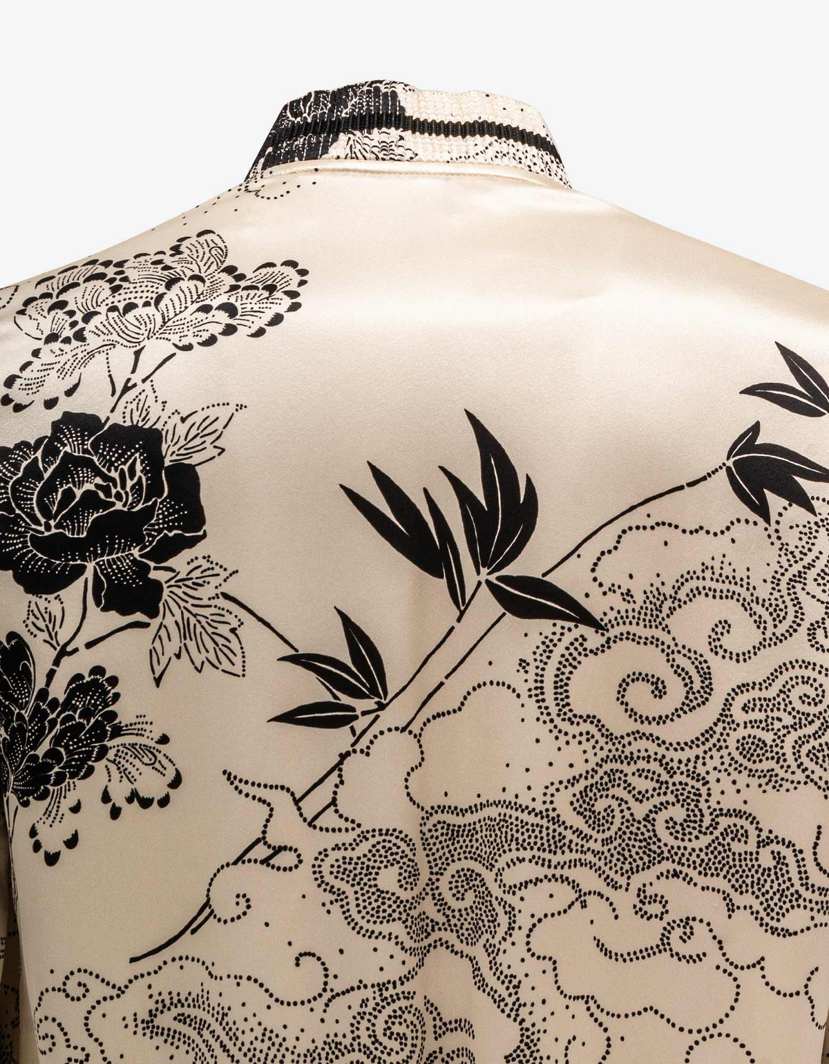 Saint Laurent Cloud Motif Silk Satin Teddy Jacket