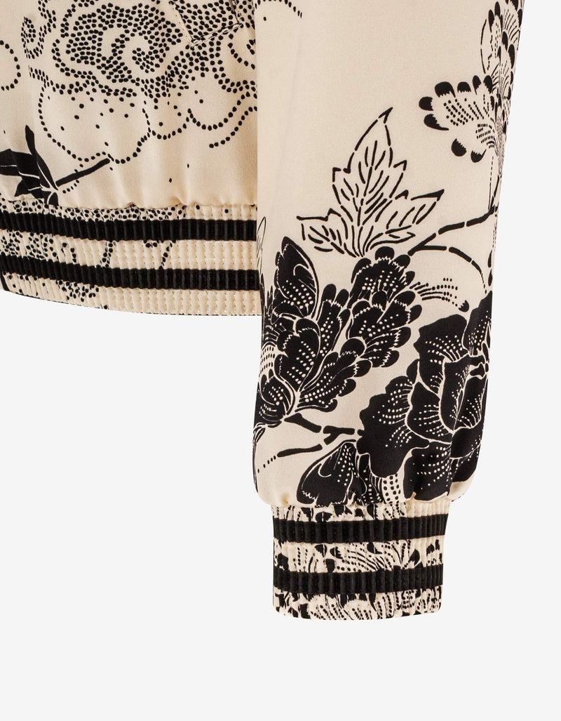 Saint Laurent Cloud Motif Silk Satin Teddy Jacket