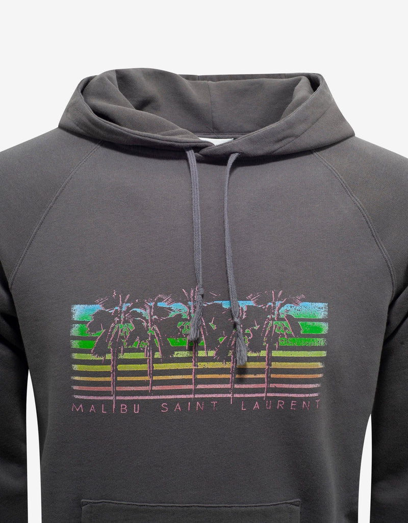 Saint Laurent Grey Malibu Palm Print Hoodie