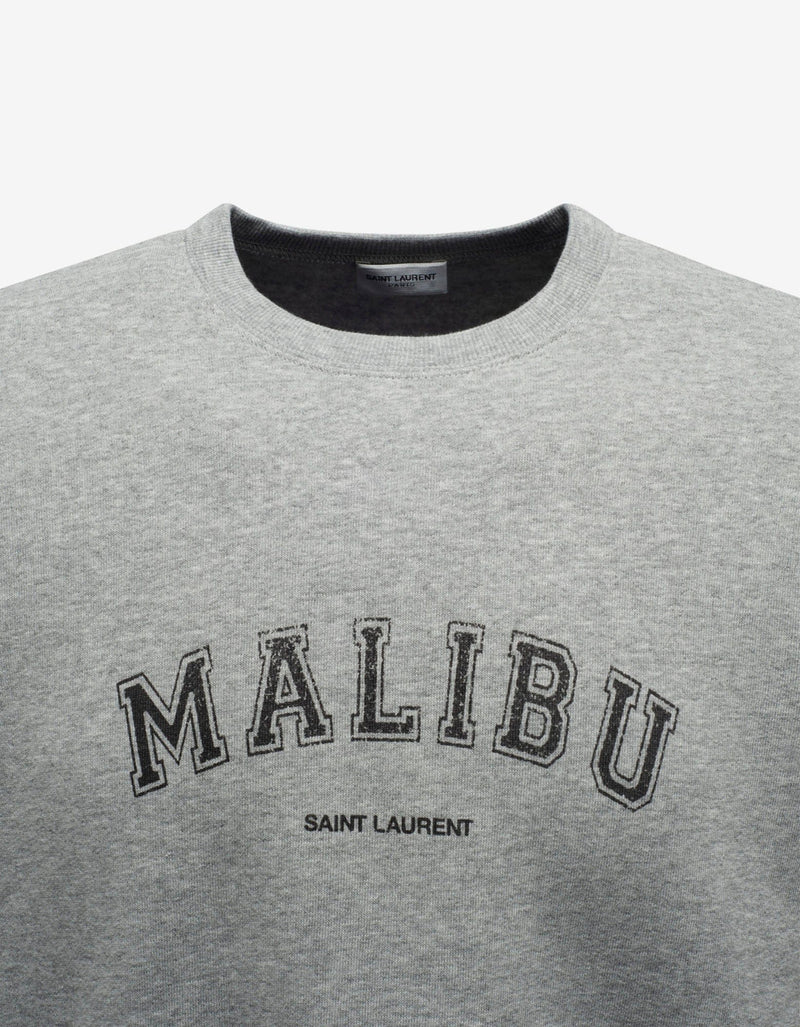 Saint Laurent Grey Marl Malibu Print Sweatshirt