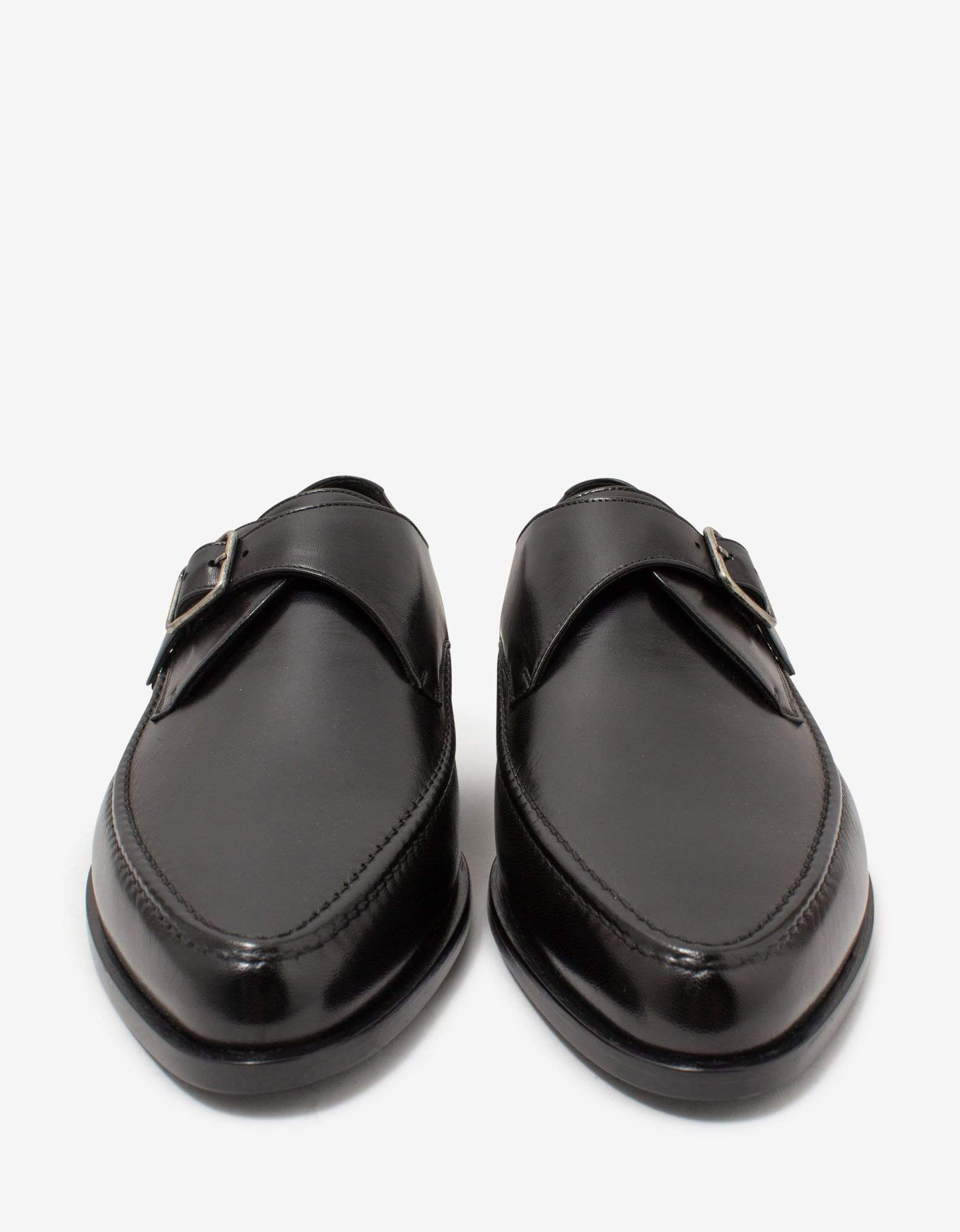 Saint Laurent Marceau Black Leather Monk Strap Shoes Zoo Fashions