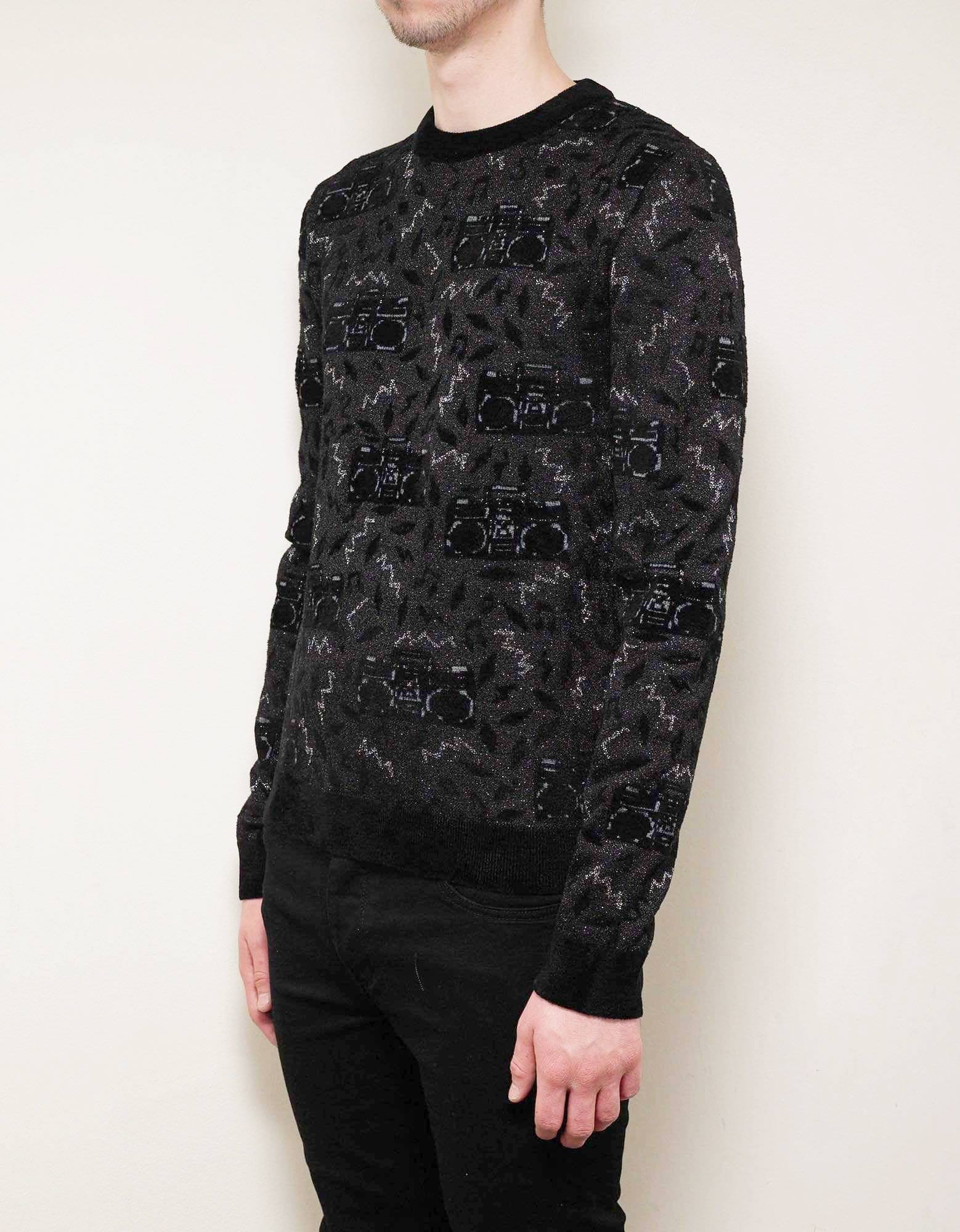 Saint Laurent Radio Jacquard Oversized Sweater | Lurex Knitwear