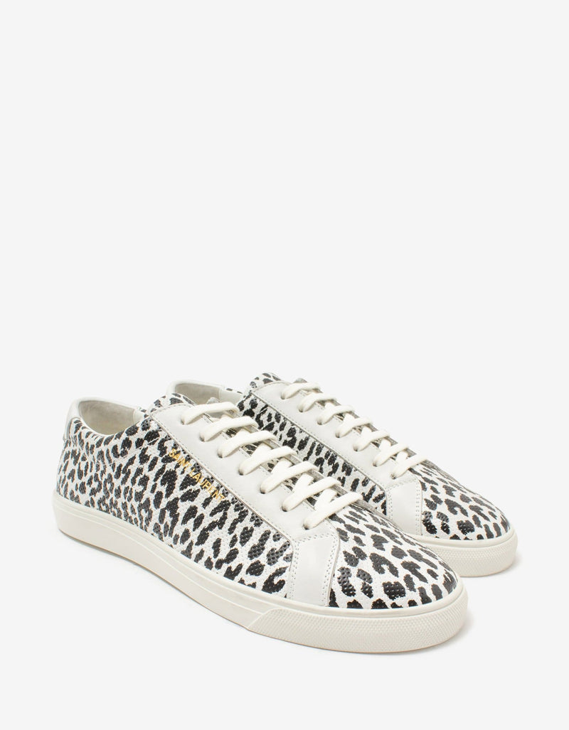 Saint Laurent Saint Laurent Andy Babycat Print Leather Trainers
