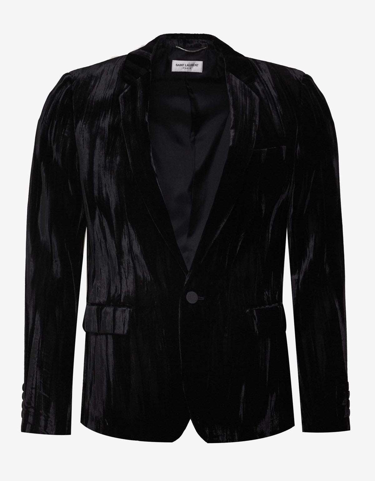 Saint Laurent Saint Laurent Black Crinkled Velvet Blazer