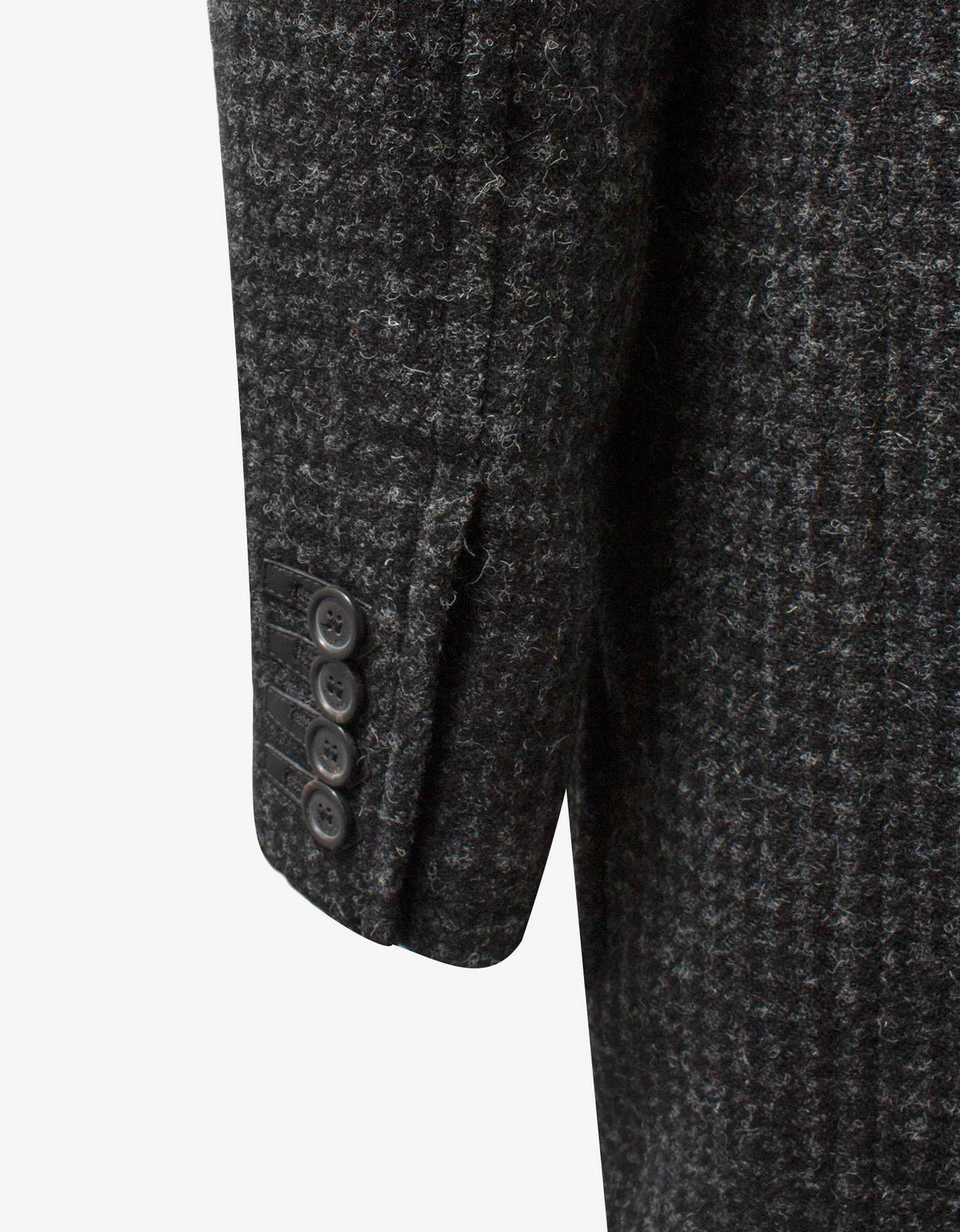 Saint Laurent Shearling Collar Houndstooth Check Coat
