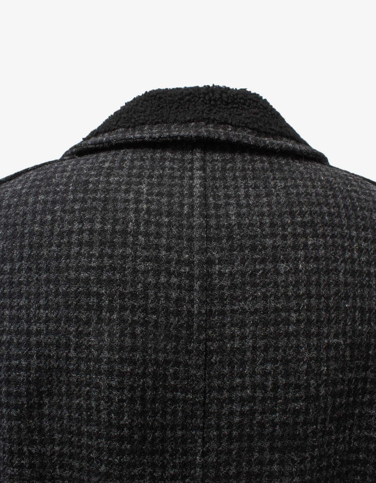 Saint Laurent Shearling Collar Houndstooth Check Coat