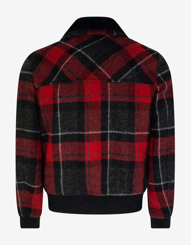 Saint Laurent Tartan Quilted Jacket with Shearling Collar