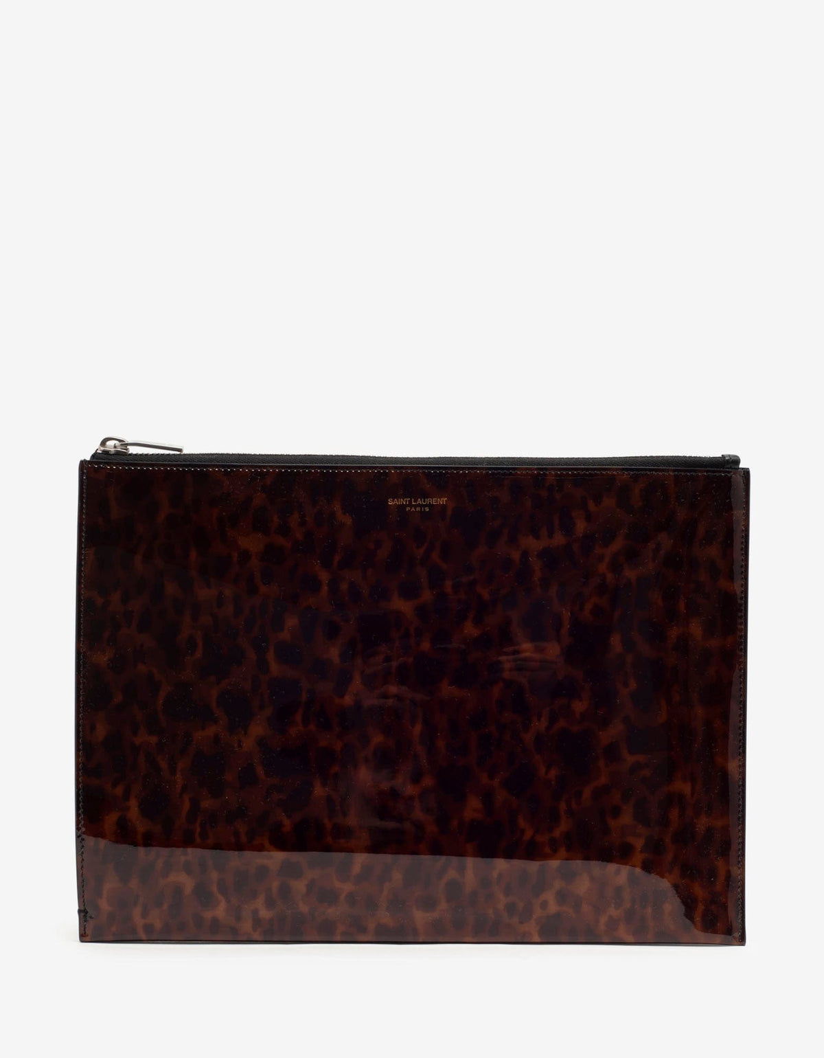 Saint Laurent Tortoiseshell Print Patent Leather iPad Pouch