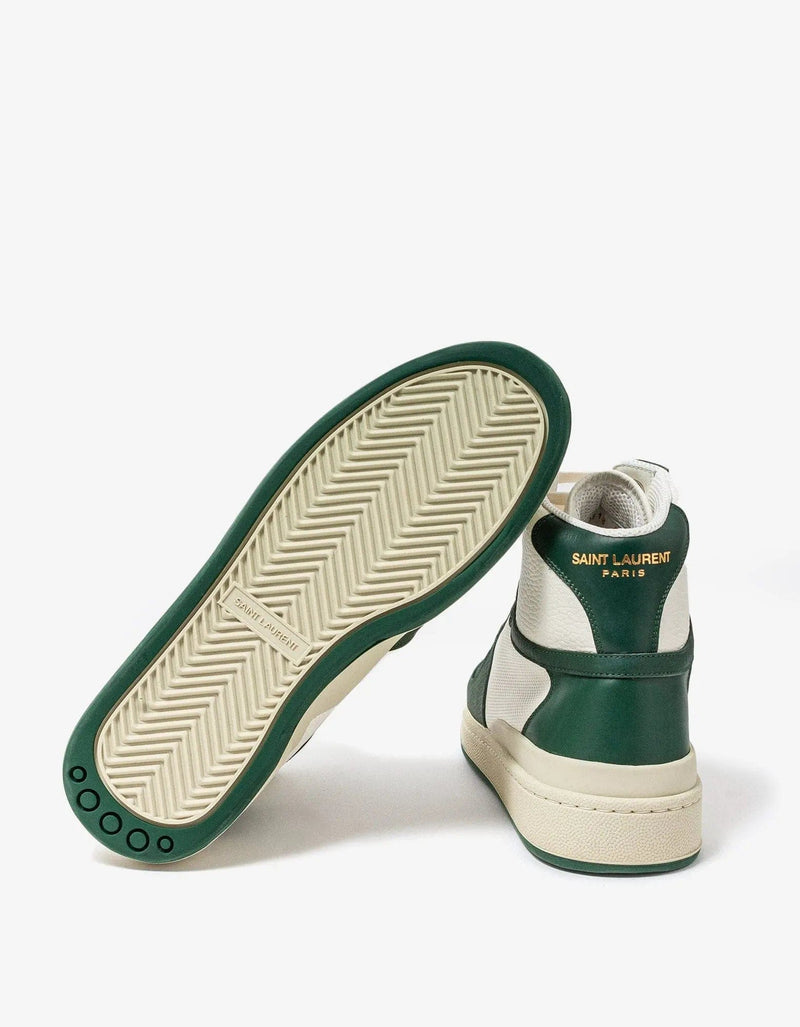Saint Laurent White & Green SL/24 Mid Top Trainers – Zoo Saint Laurent White & Green SL/24 Mid Top Trainers – Zoo