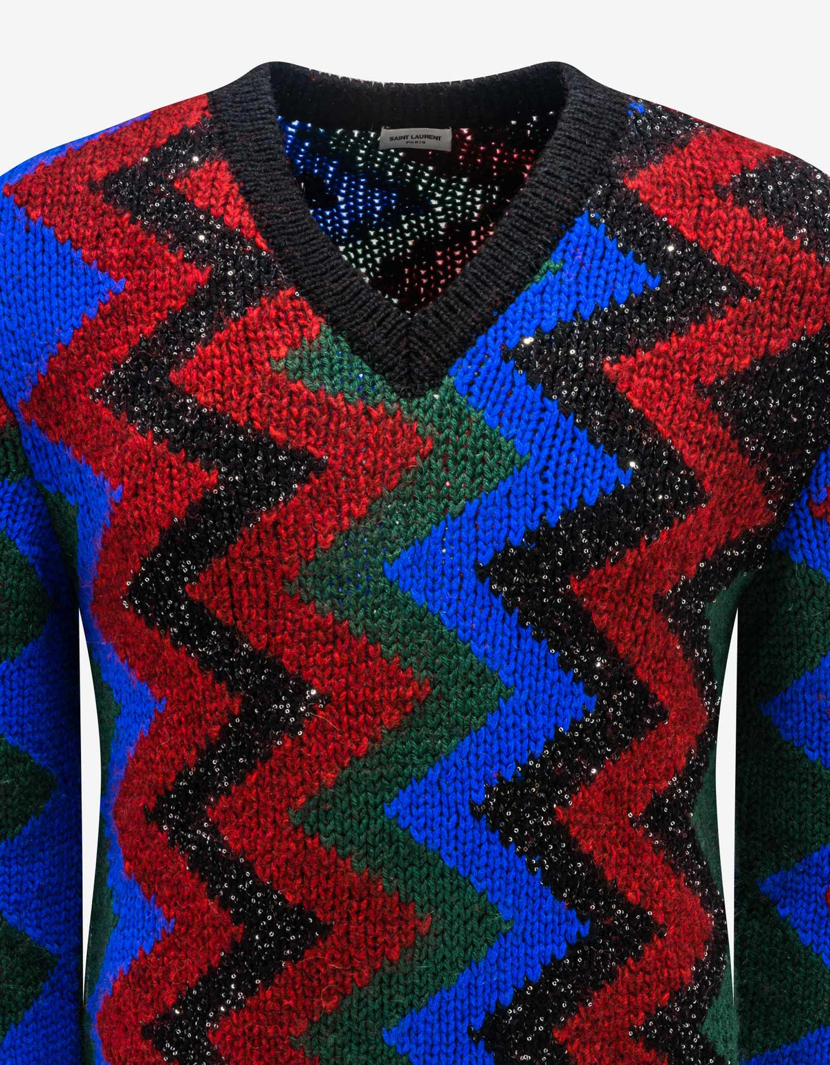 Saint Laurent Zigzag Graphic Wool-Blend Sweater