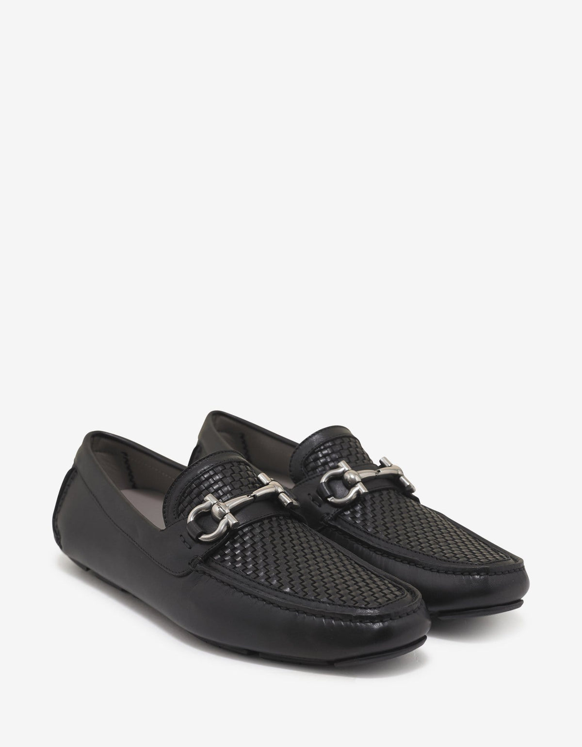 Salvatore Ferragamo Salvatore Ferragamo Black Parigi Basket Weave Driving Shoes