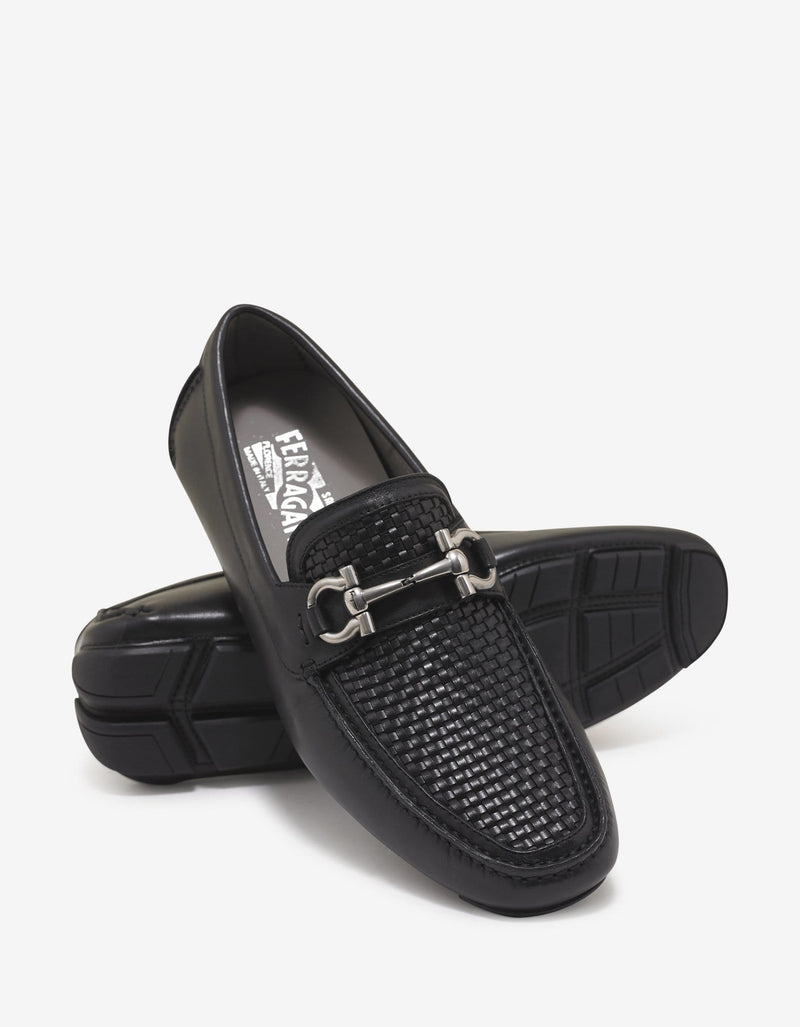 Salvatore Ferragamo Salvatore Ferragamo Black Parigi Basket Weave Driving Shoes