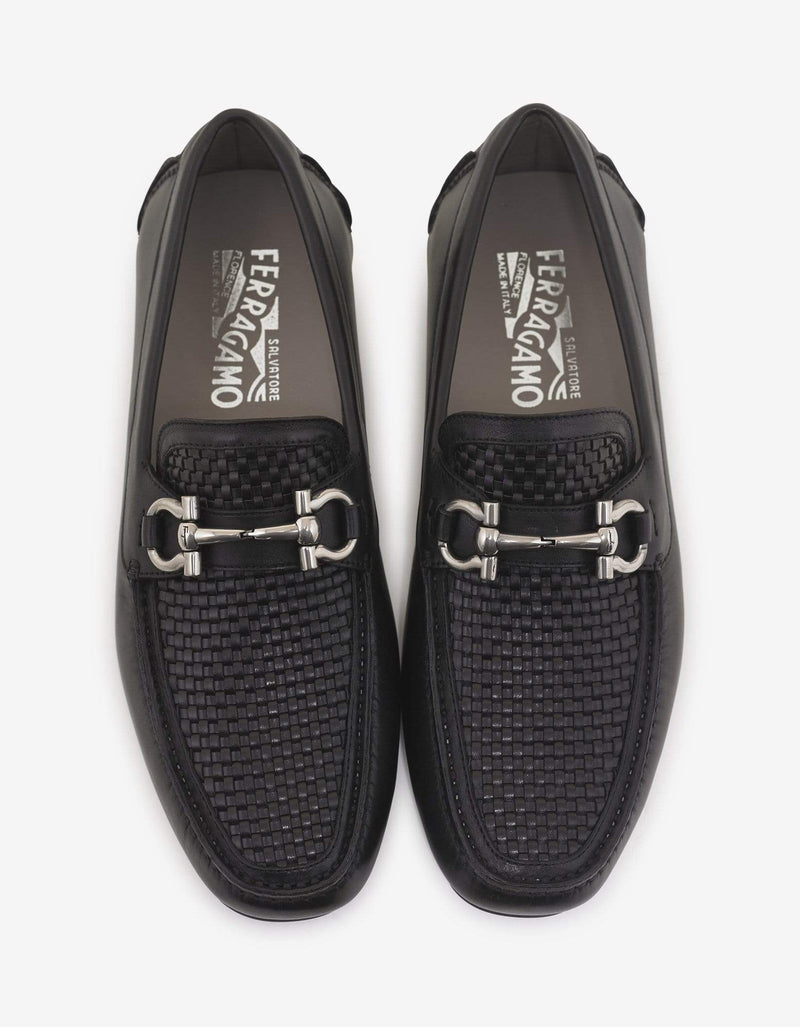 Salvatore Ferragamo Salvatore Ferragamo Black Parigi Basket Weave Driving Shoes