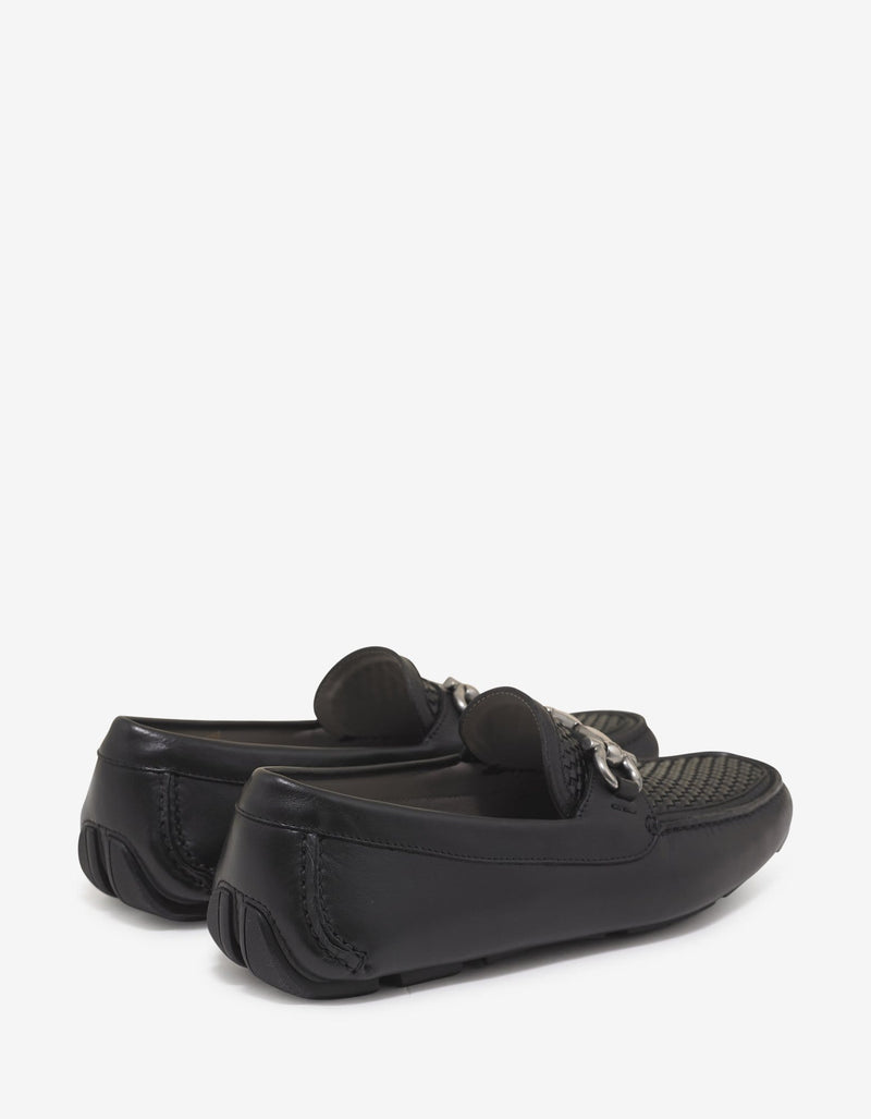 Salvatore Ferragamo Salvatore Ferragamo Black Parigi Basket Weave Driving Shoes