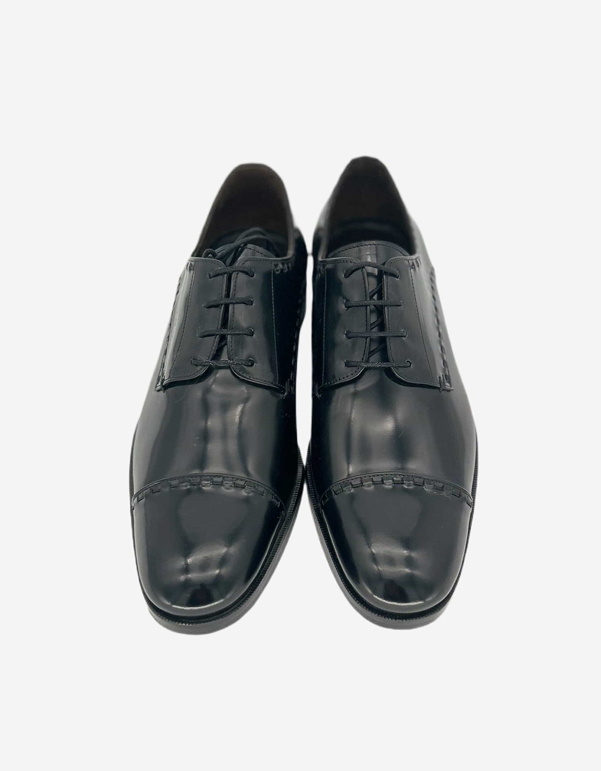 Lanvin Black Hi-Shine Leather Derby Brogue AM5AL2B014 10 NOIR 