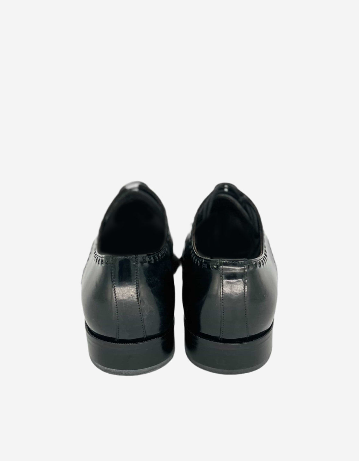 Lanvin Black Hi-Shine Leather Derby Brogue AM5AL2B014 10 NOIR 