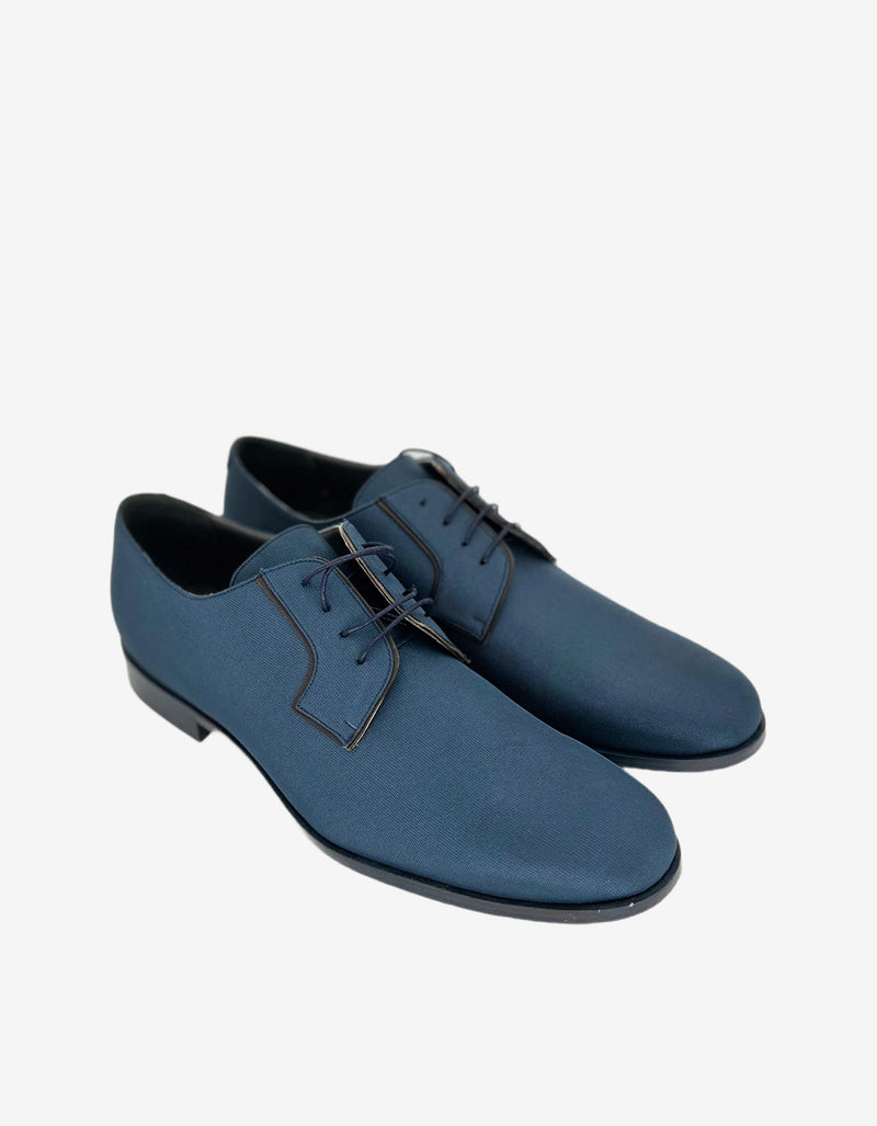 Lanvin Blue Nylon Weave Derby Shoes AM5BEDERENP8A 22 BLUE