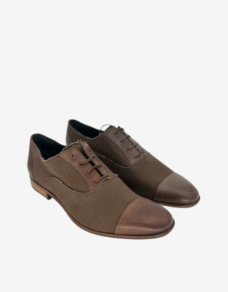 Lanvin Brown Bi-Fabric Oxford Shoes AM5FCRCCLA5A1 60 MARRON