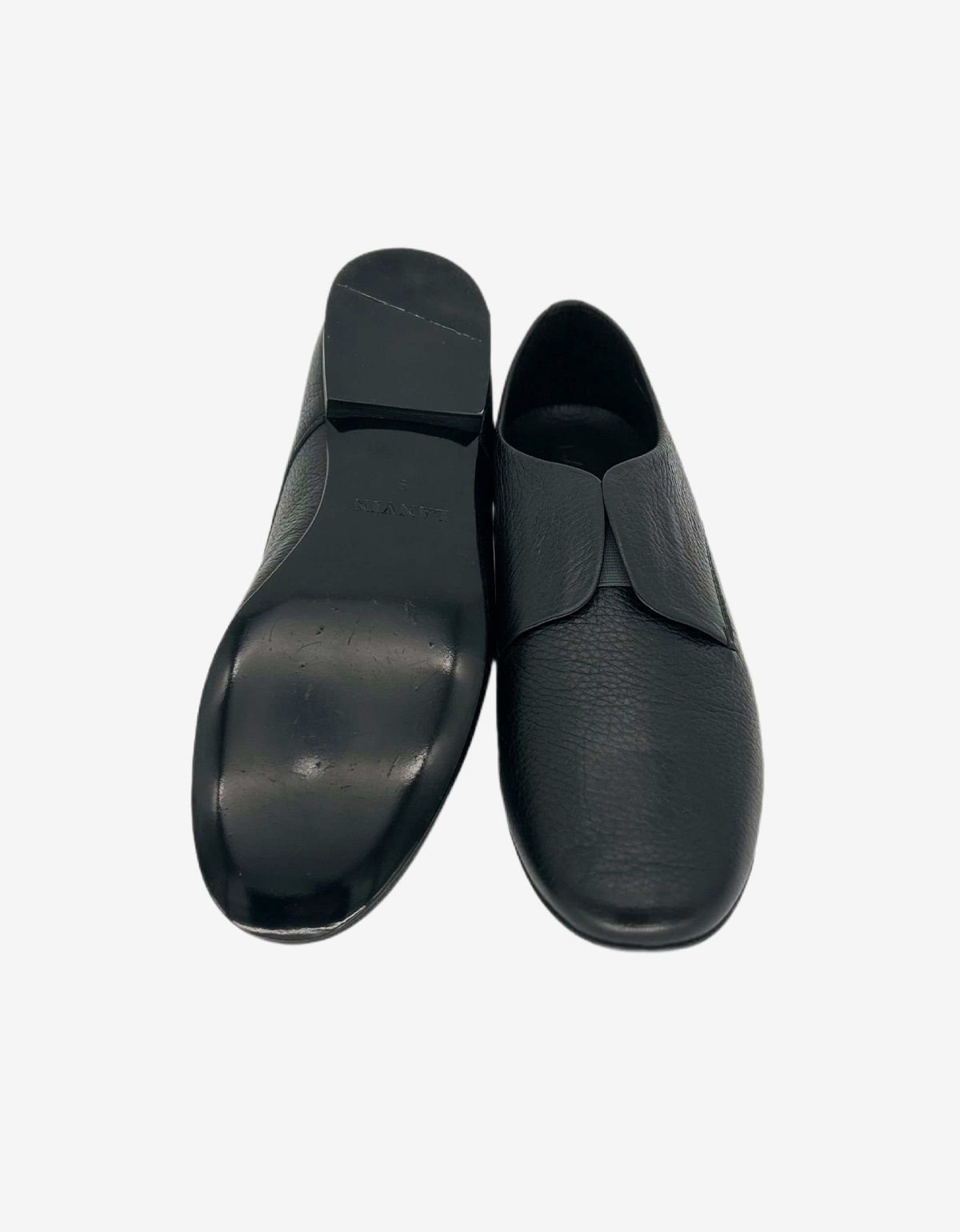 Lanvin Black Grain Leather Slip On Shoes AM5LC3A012 10 NERO