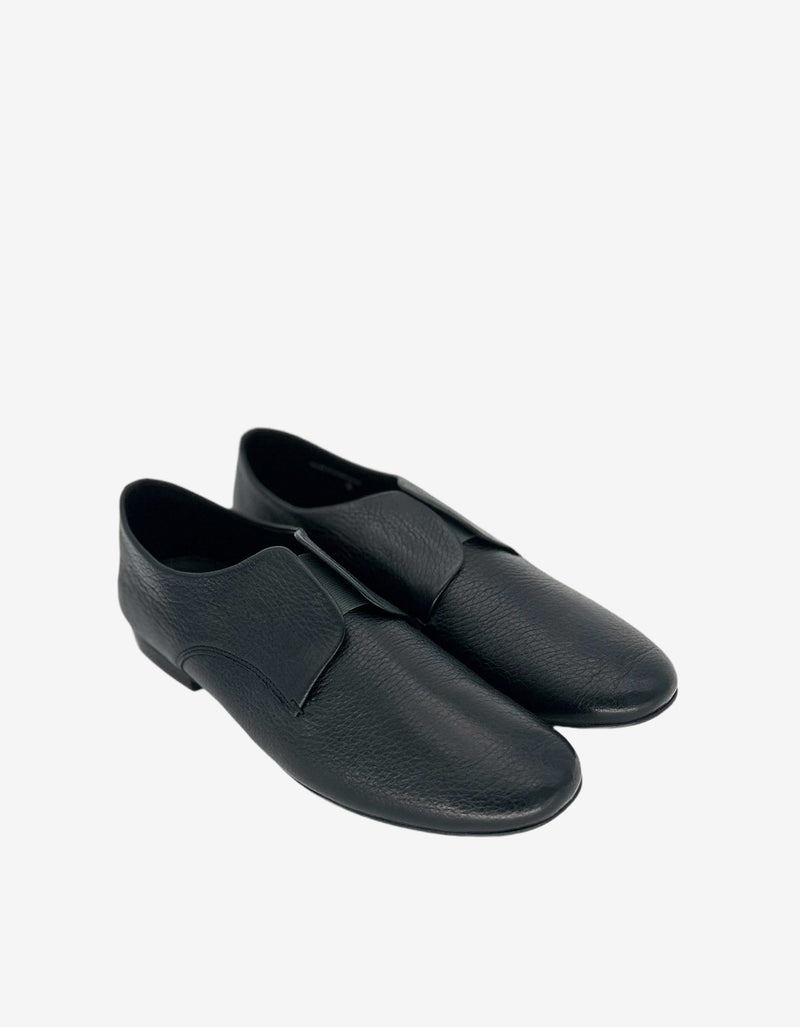 Lanvin Black Grain Leather Slip On Shoes AM5LC3A012 10 NERO