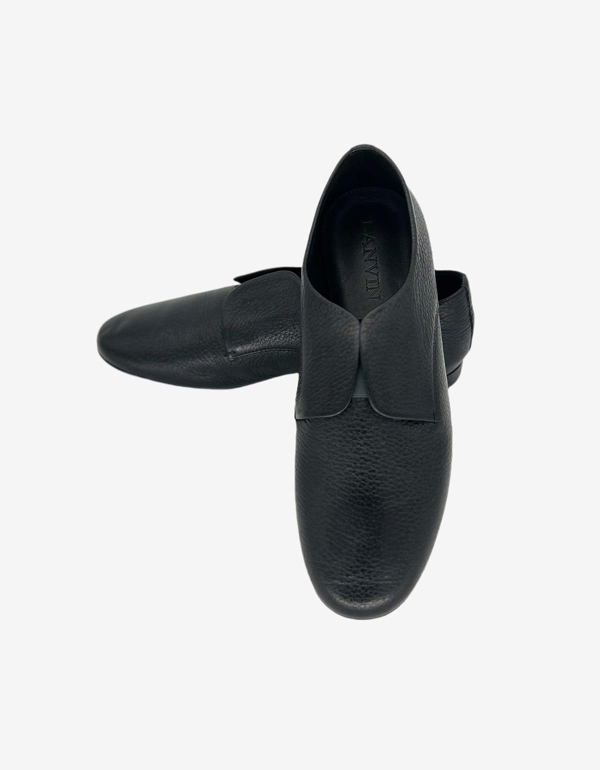 Lanvin Black Grain Leather Slip On Shoes AM5LC3A012 10 NERO
