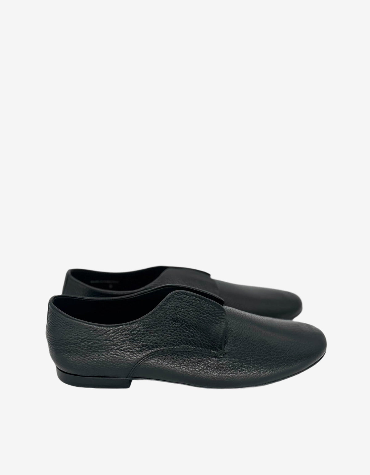 Lanvin Black Grain Leather Slip On Shoes AM5LC3A012 10 NERO