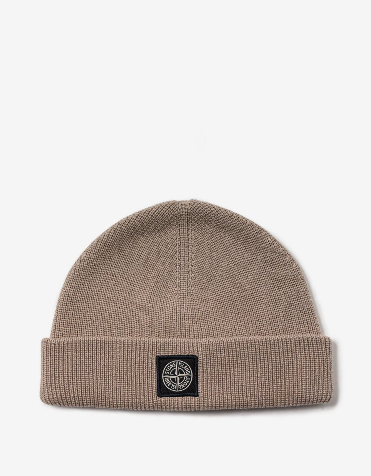 Stone Island Beige Compass Patch Beanie Hat