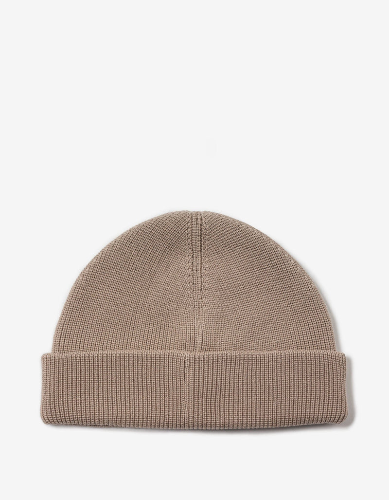 Stone Island Beige Compass Patch Beanie Hat