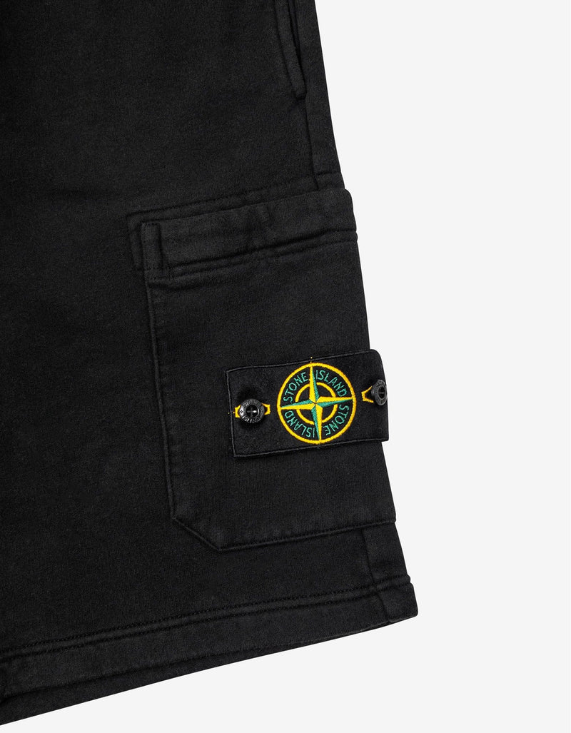 Stone Island Black Compass Badge Cargo Sweat Shorts