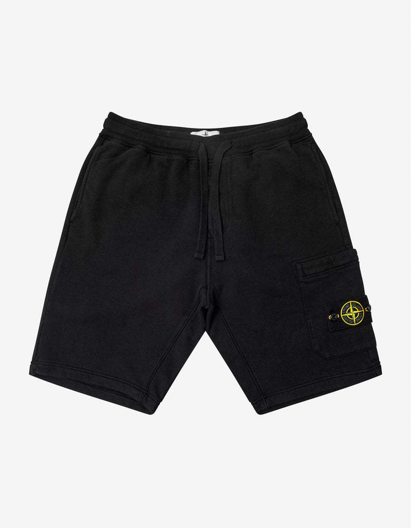 Stone Island Black Compass Badge Cargo Sweat Shorts