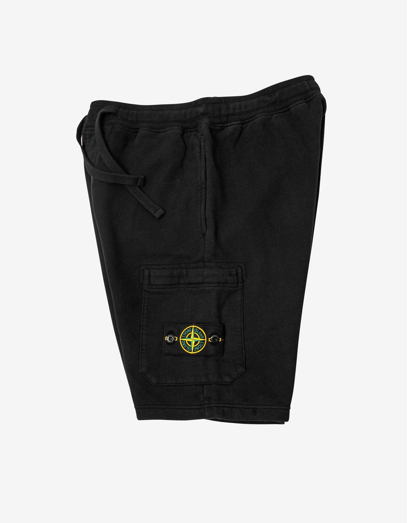 Stone Island Black Compass Badge Cargo Sweat Shorts