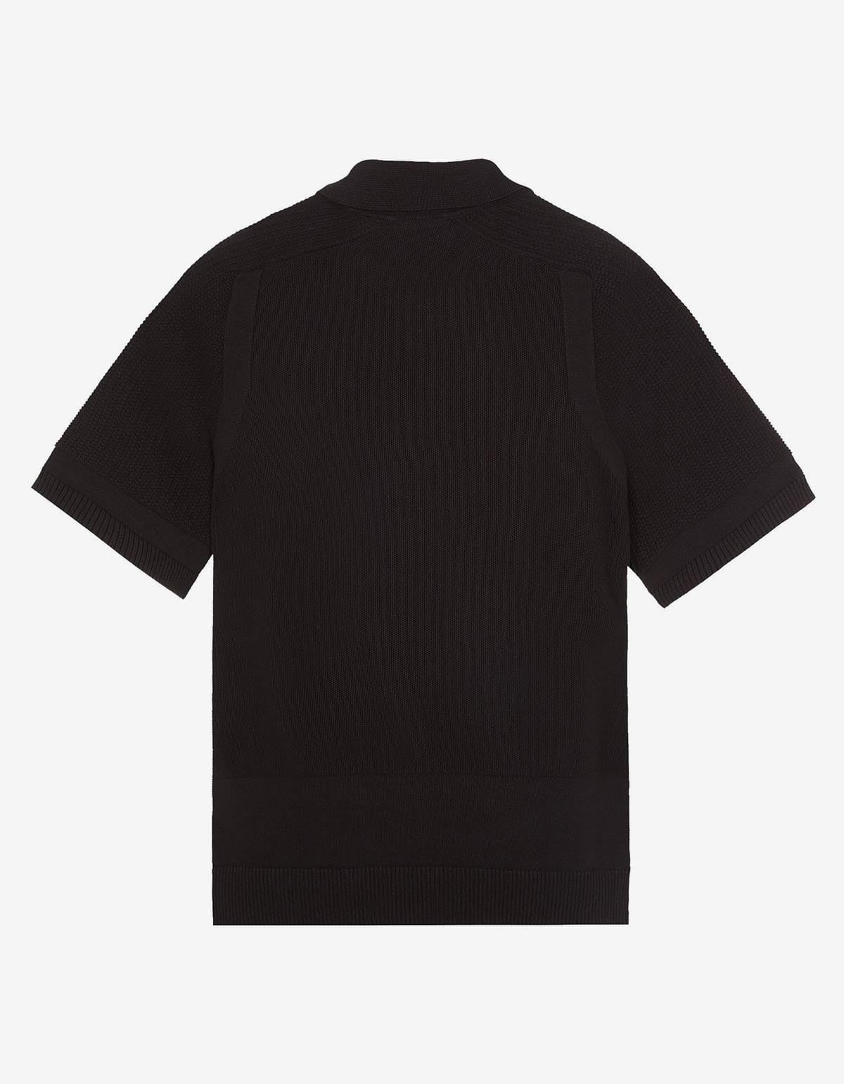 Stone Island Black Compass Logo Knitted Polo T-Shirt