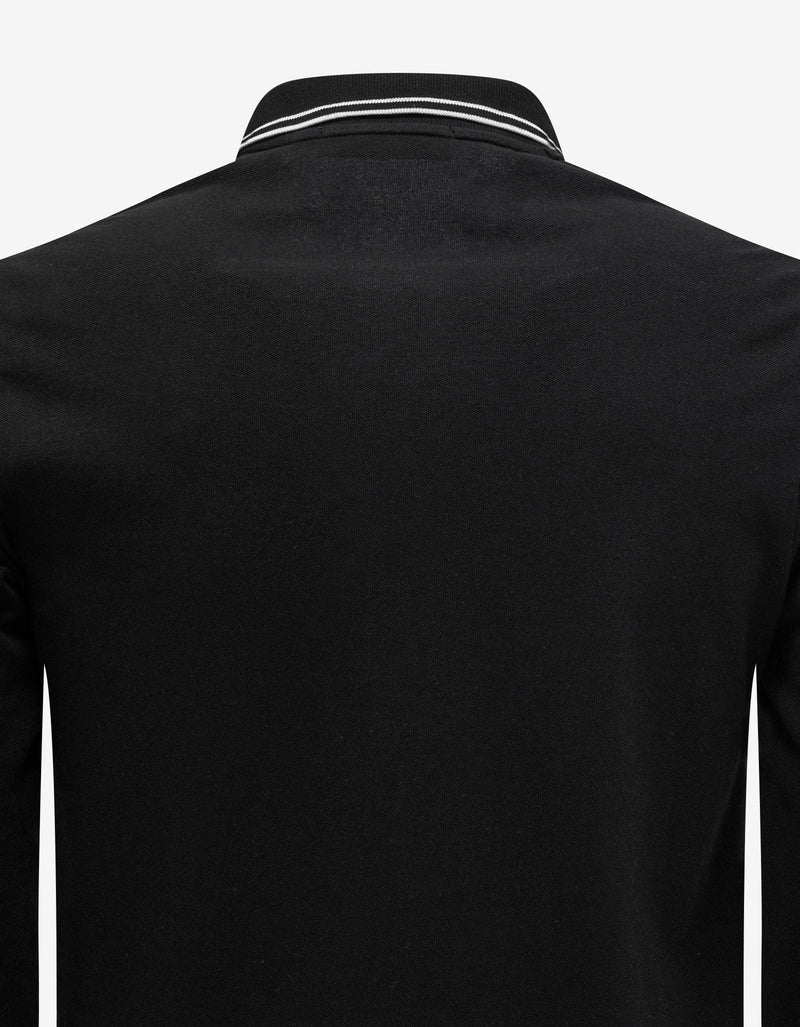 Stone Island Black Compass Patch Long Sleeve Polo T-Shirt