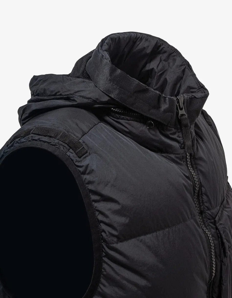 Stone Island Black Garment Dyed Crinkle Reps R-NY Down Gilet