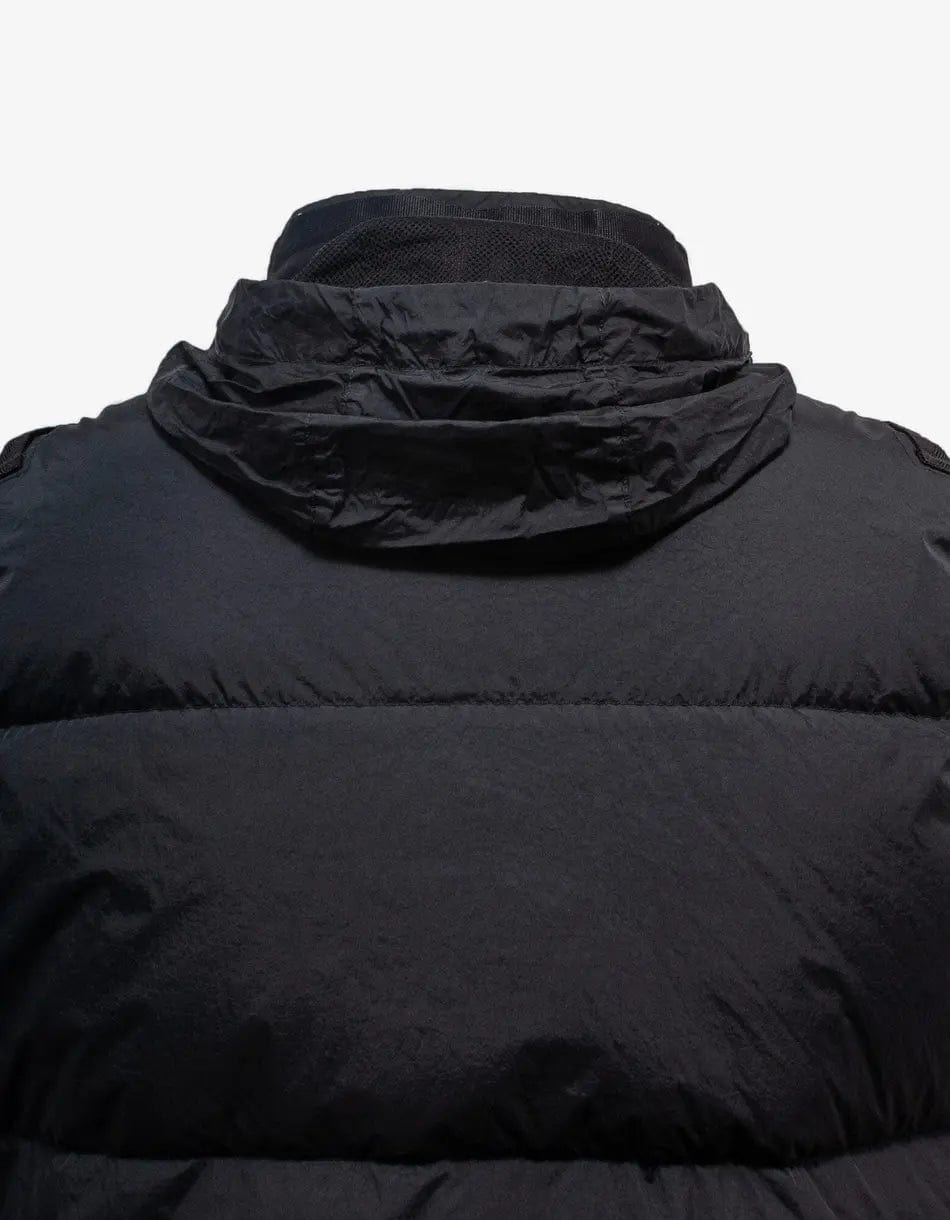 Stone Island Black Garment Dyed Crinkle Reps R-NY Down Gilet