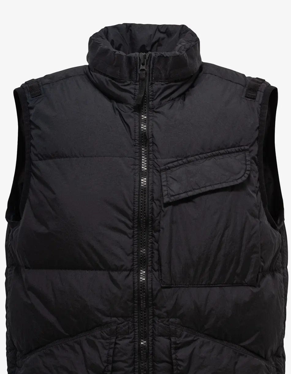 Stone Island Black Garment Dyed Crinkle Reps R-NY Down Gilet