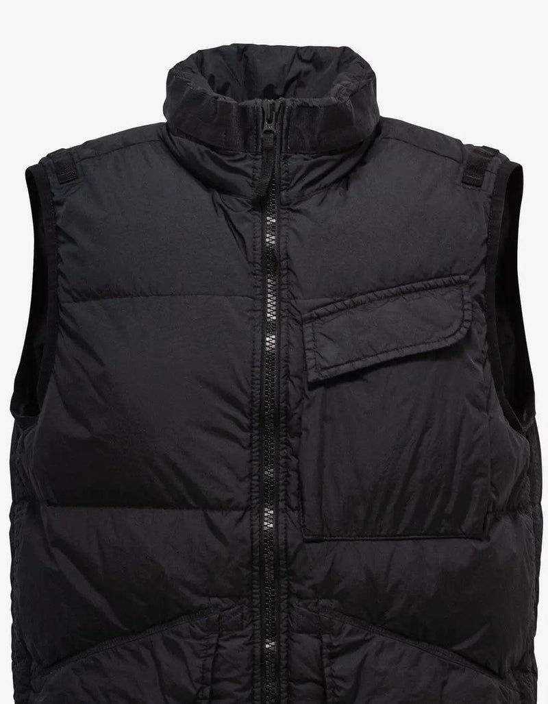 Stone Island Black Garment Dyed Crinkle Reps R-NY Down Gilet