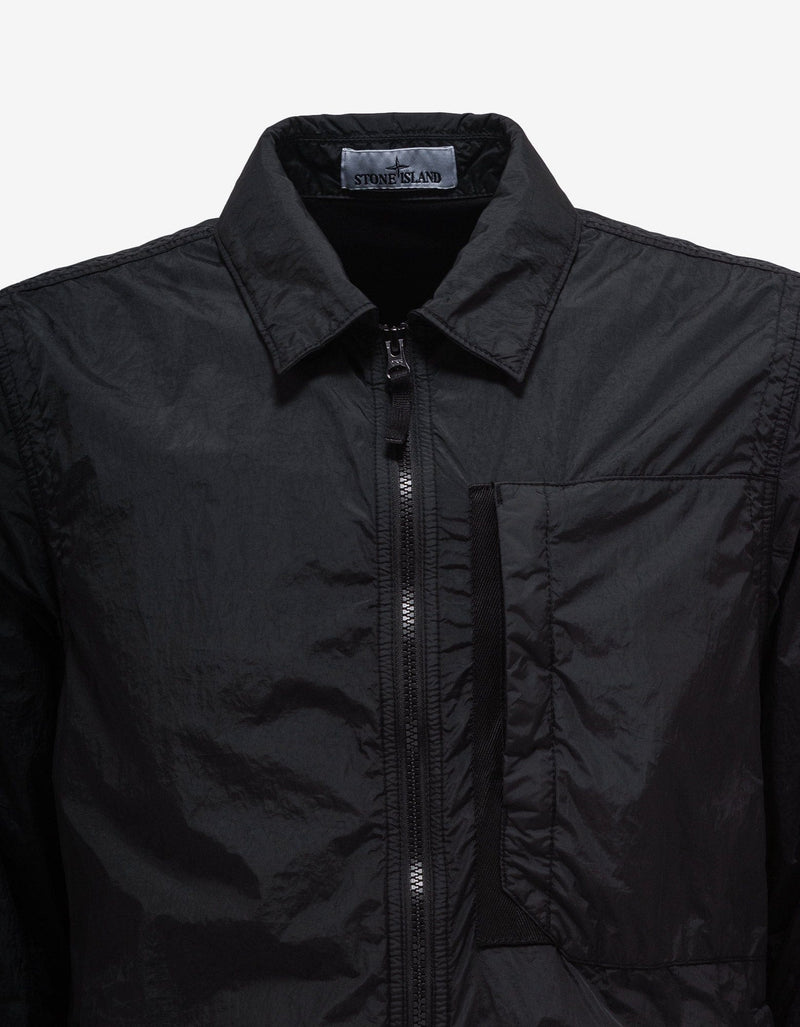 Stone Island Black Garment Dyed Nylon Overshirt