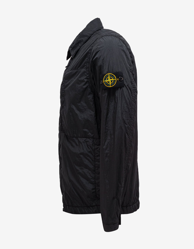 Stone Island Black Garment Dyed Nylon Overshirt